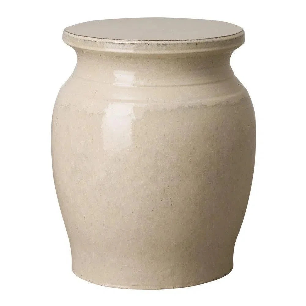 22 in. Koji Ceramic Outdoor Garden Stool-Garden Stools-Emissary-Cream-LOOMLAN
