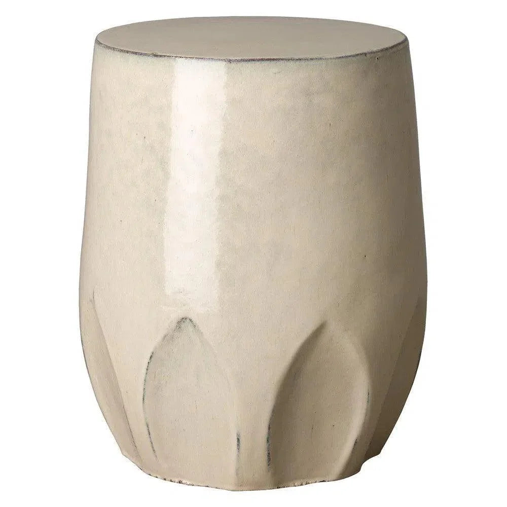 22 in. Large Calyx Ceramic Outdoor Garden Stool-Garden Stools-Emissary-Cream-LOOMLAN