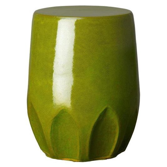 22 in. Large Calyx Ceramic Outdoor Garden Stool-Garden Stools-Emissary-Green-LOOMLAN