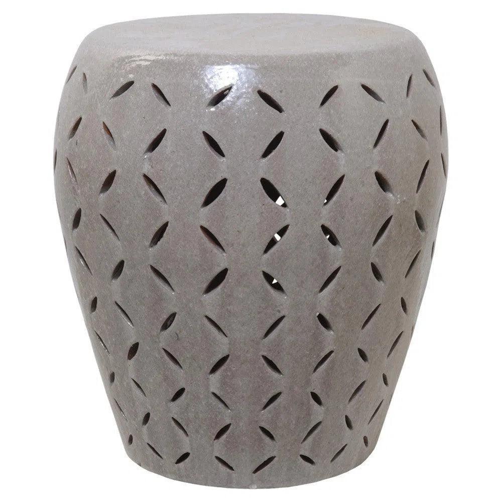22 in. Lattice Outdoor Decorative Garden Stool-Garden Stools-Emissary-Gray-LOOMLAN