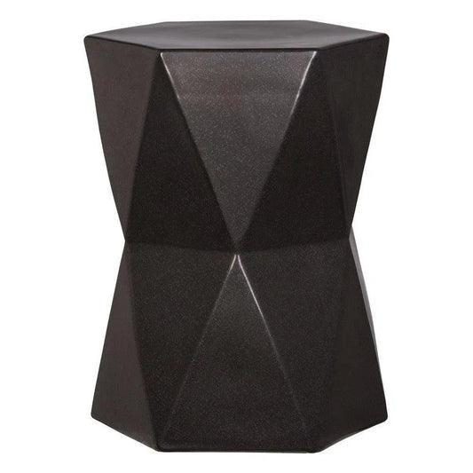 22 in. Matrix Hexagon Outdoor Garden Stool-Garden Stools-Emissary-Gunmetal-LOOMLAN