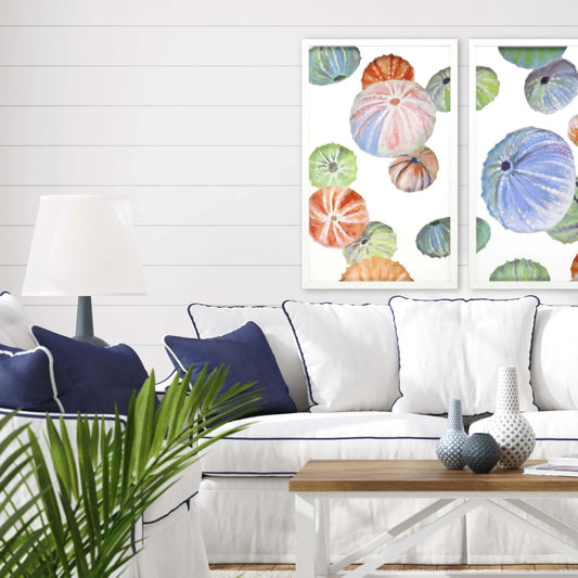 Sea Urchin I Wood Frame Blue Canvas Art