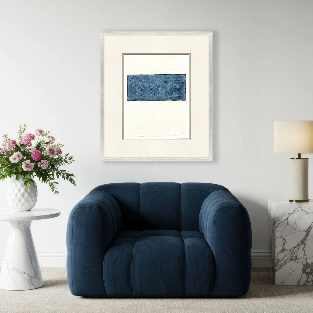 Indigo Framework I Wood Frame Blue Canvas Art