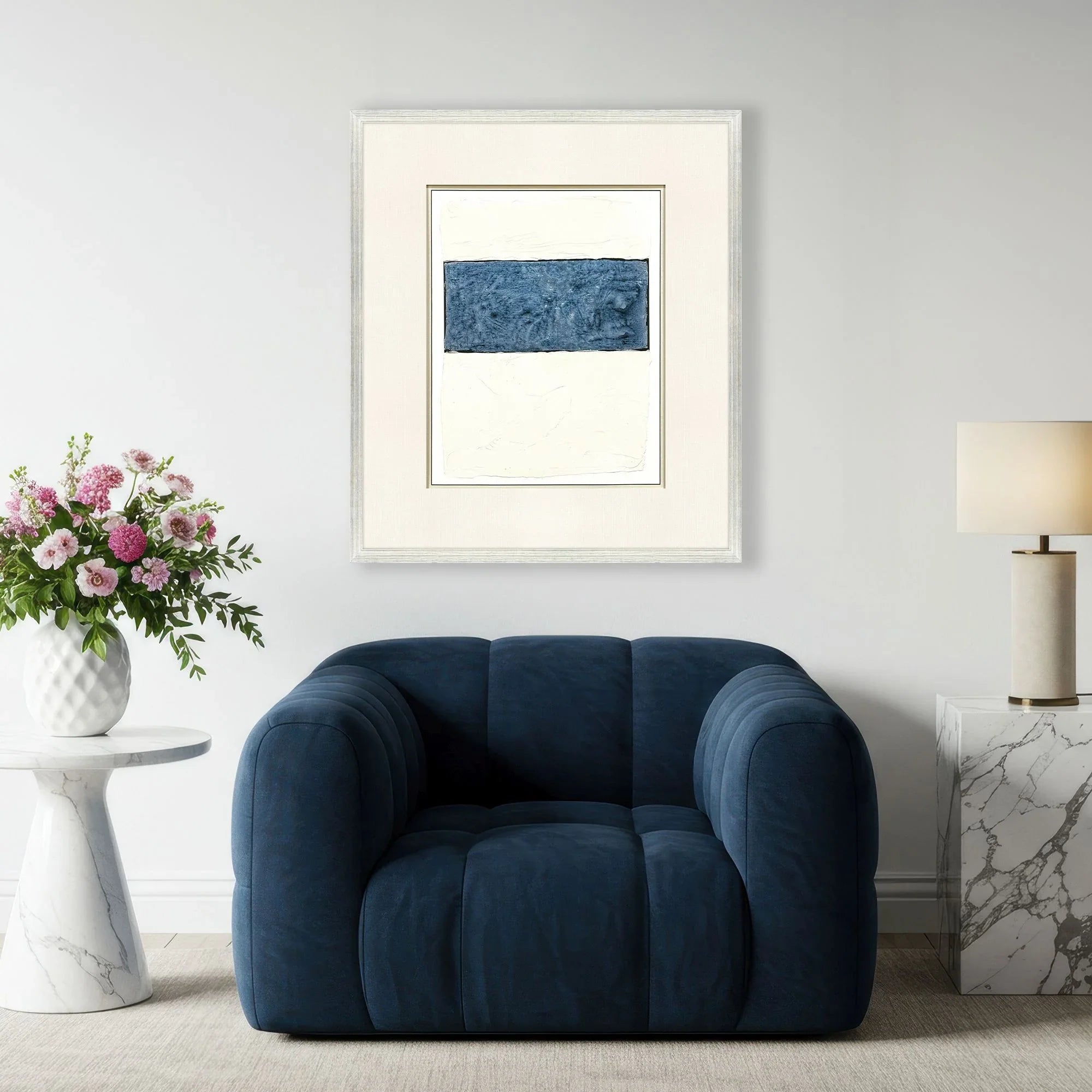Indigo Framework I Wood Frame Blue Canvas Art