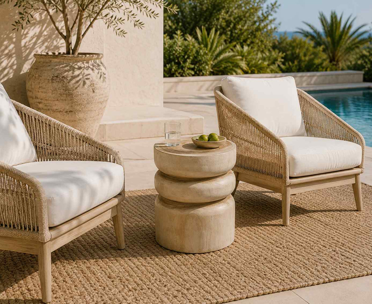 Siera Natural Suar Wooden Outdoor Stool - view 3