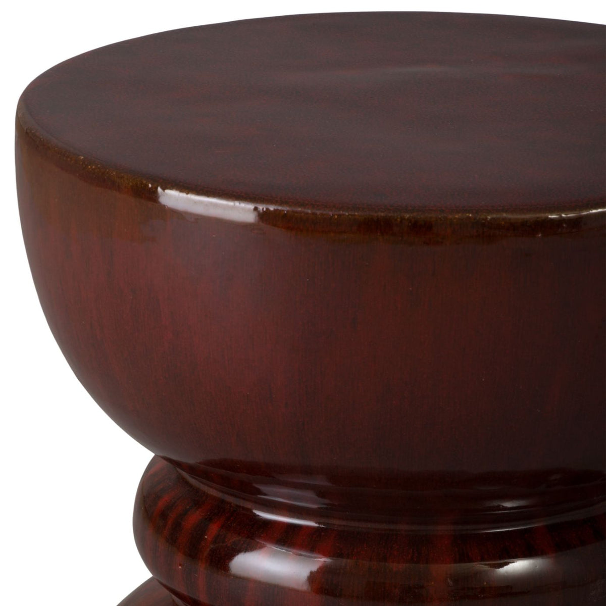 Hourglass Red Ceramic Garden Stool -- view 4
