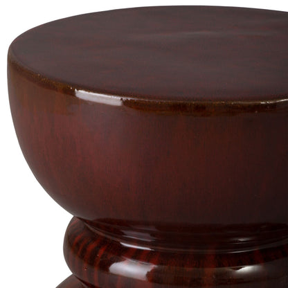 Hourglass Red Ceramic Garden Stool -- view 4