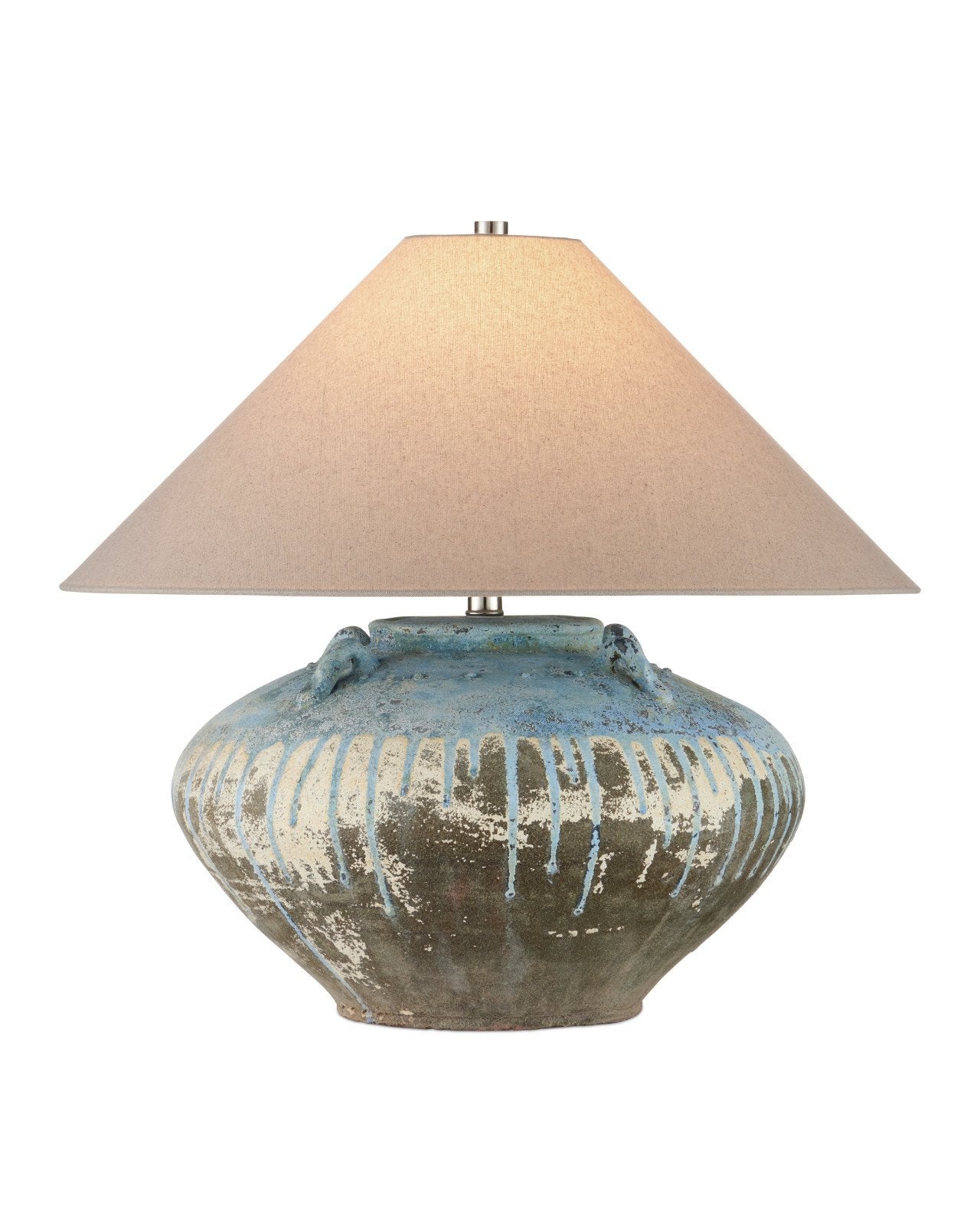Catania Antique Blue Drip Terracotta Table Lamp