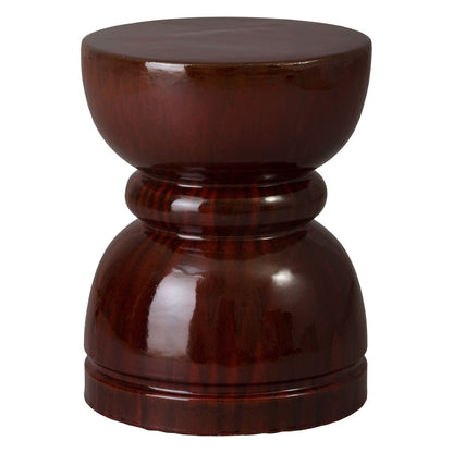 Hourglass Red Ceramic Garden Stool -- view 2