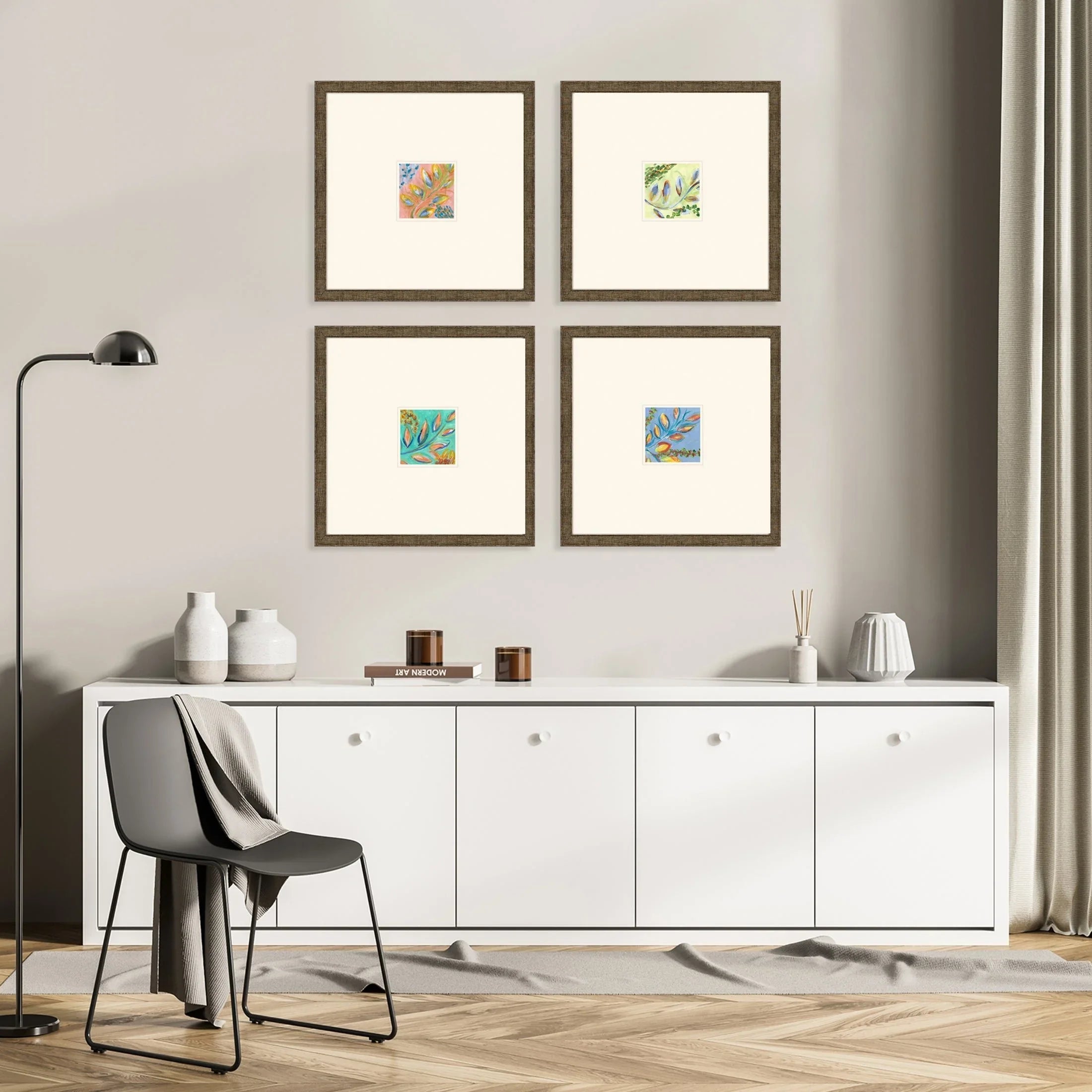 Botanica Blue Canvas Art 4PC
