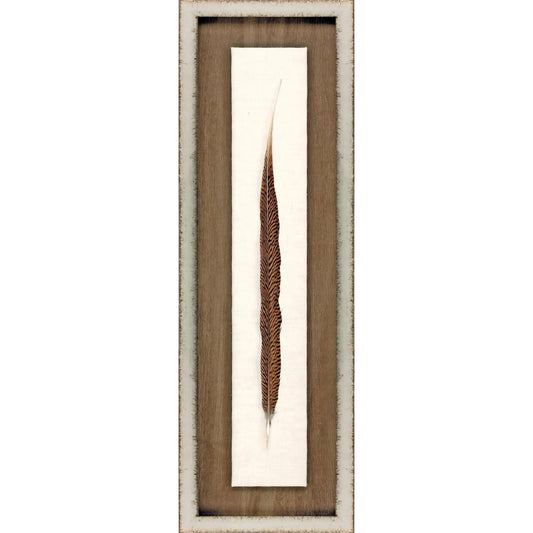 Pheasant Feather Wood Frame Brown Canvas Art
