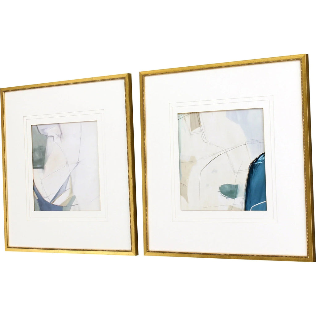 Emerging Wood Frame Blue Canvas Art 2PC