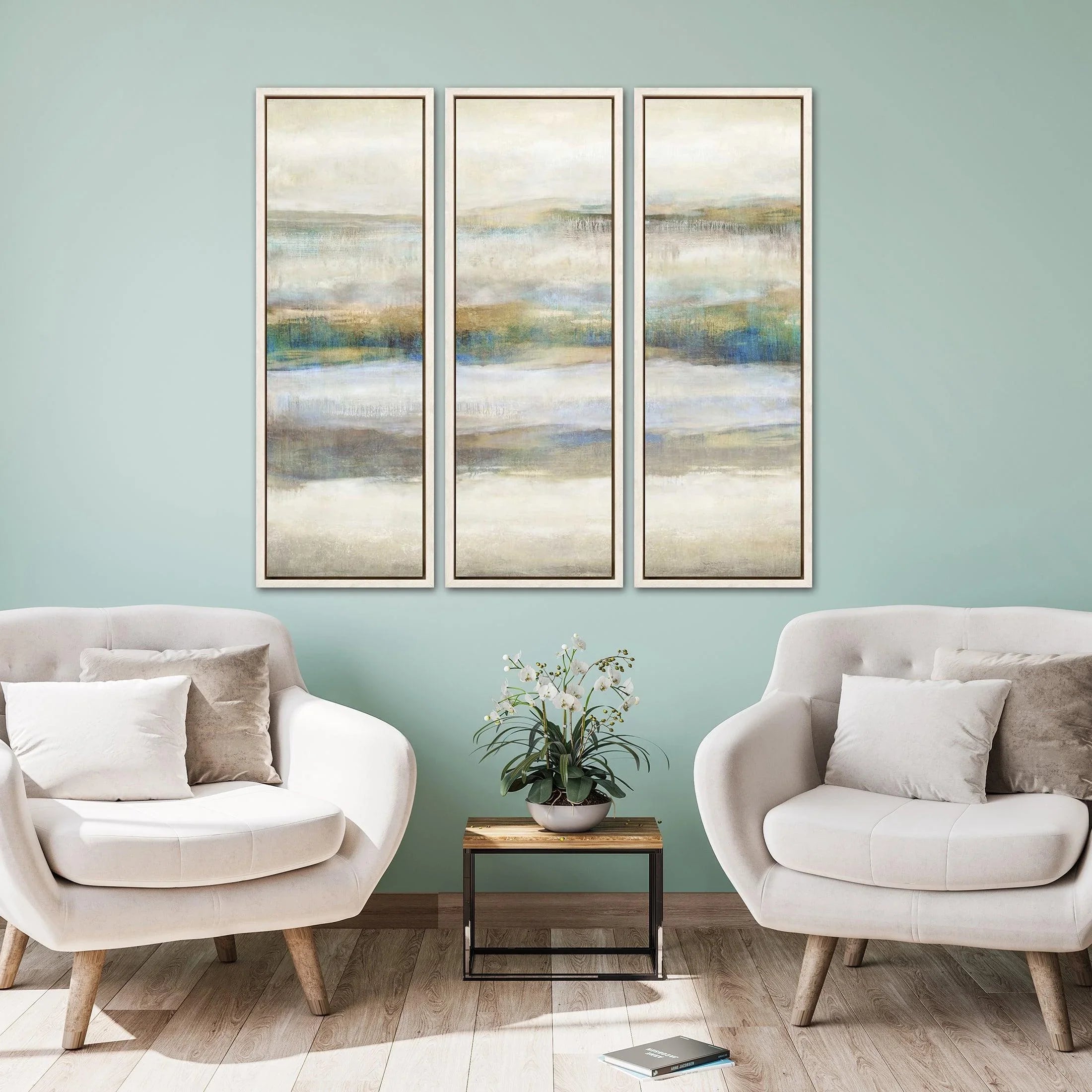 Linear Motion Blue Canvas Art 3PC