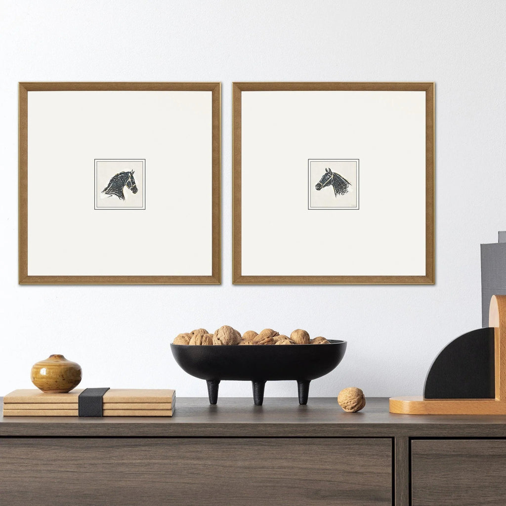 Equestrian Study Wood Frame Black Canvas Art 2PC