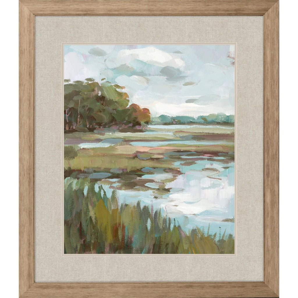 Riverside View I Glass Front Blue Canvas Art