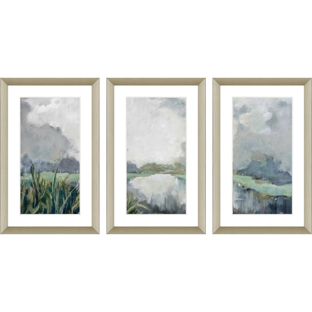 Passage Hand Assembled Blue Canvas Art 3PC