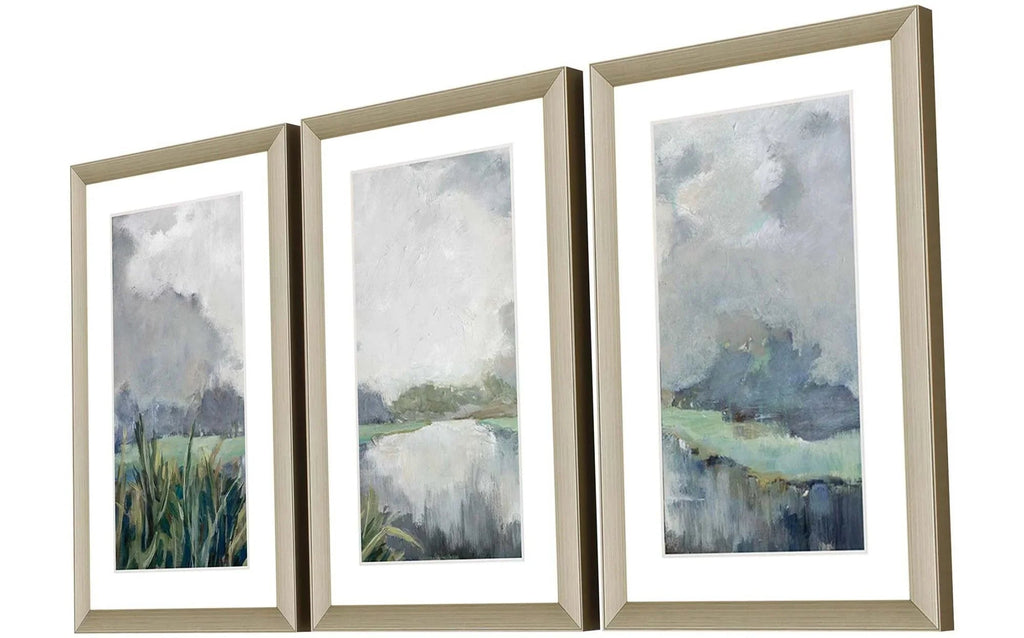 Passage Hand Assembled Blue Canvas Art 3PC