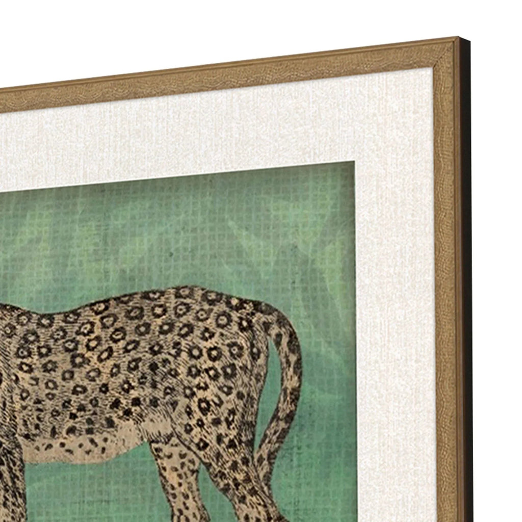 Vintage Cats Wood Frame Green Canvas Art 2PC