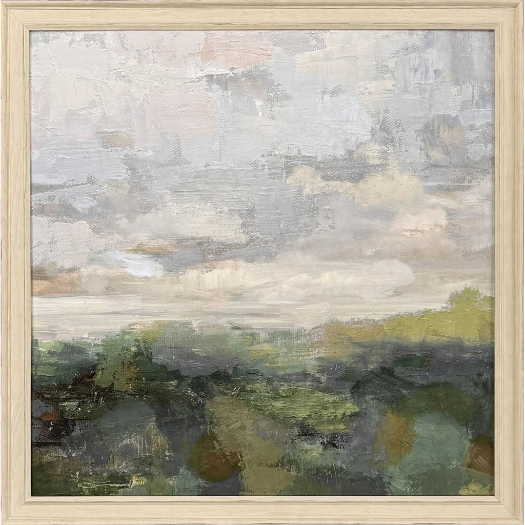 Calm Reflection II Wood Frame Green Canvas Art