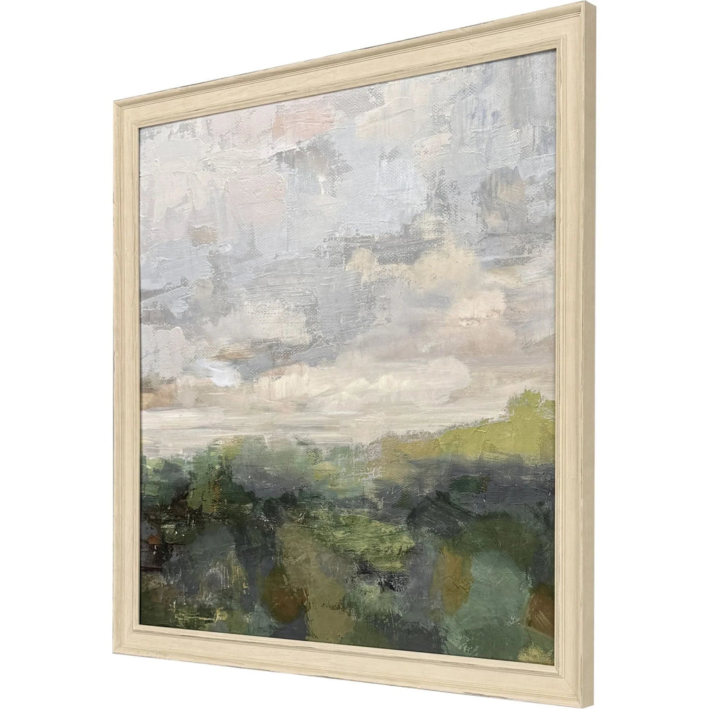 Calm Reflection II Wood Frame Green Canvas Art