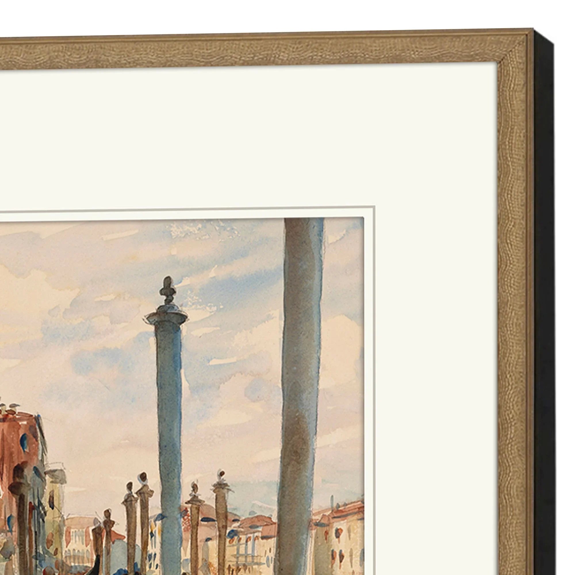 Venice Wood Frame Blue Canvas Art 4PC
