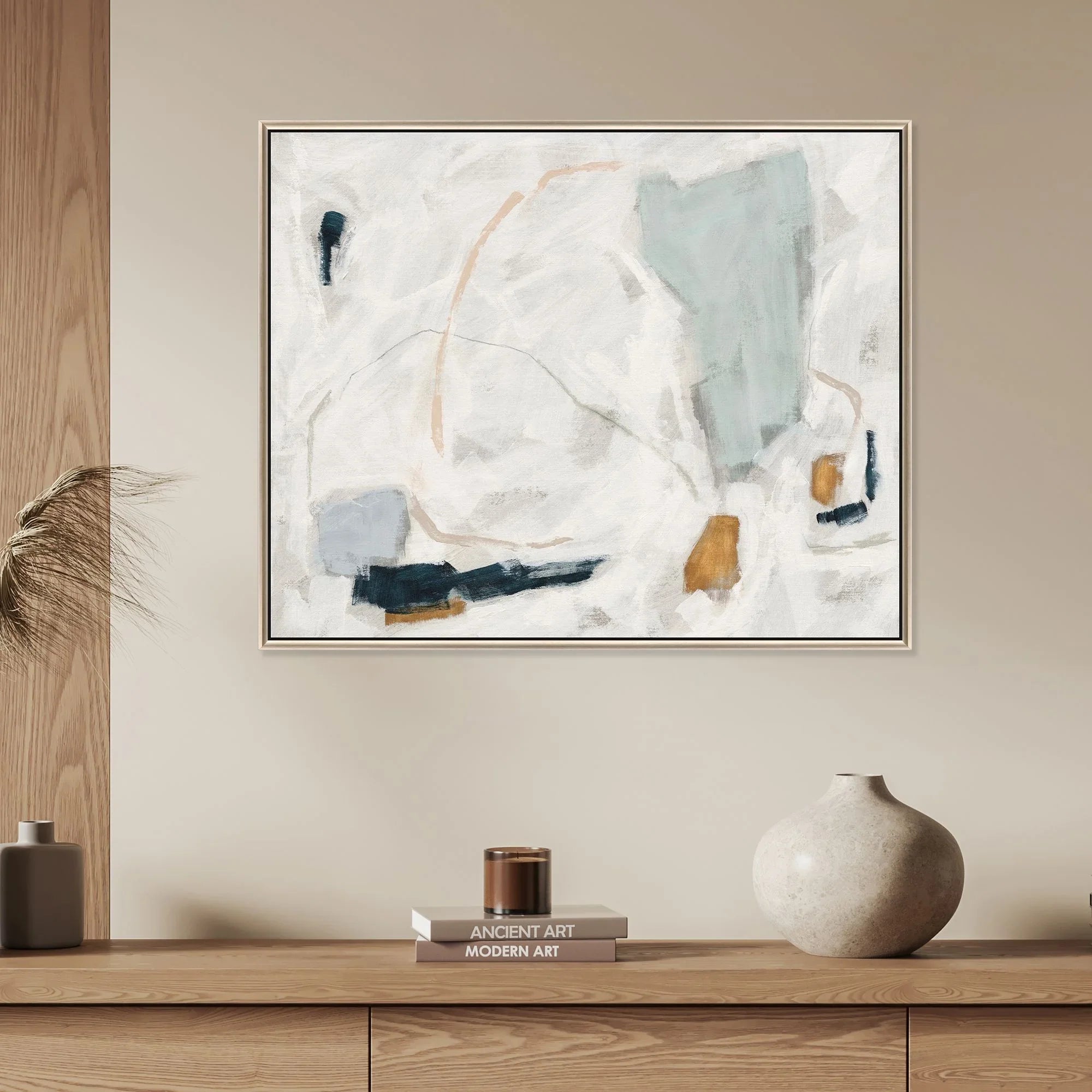 Abstract Silver Floater Frame Canvas Art
