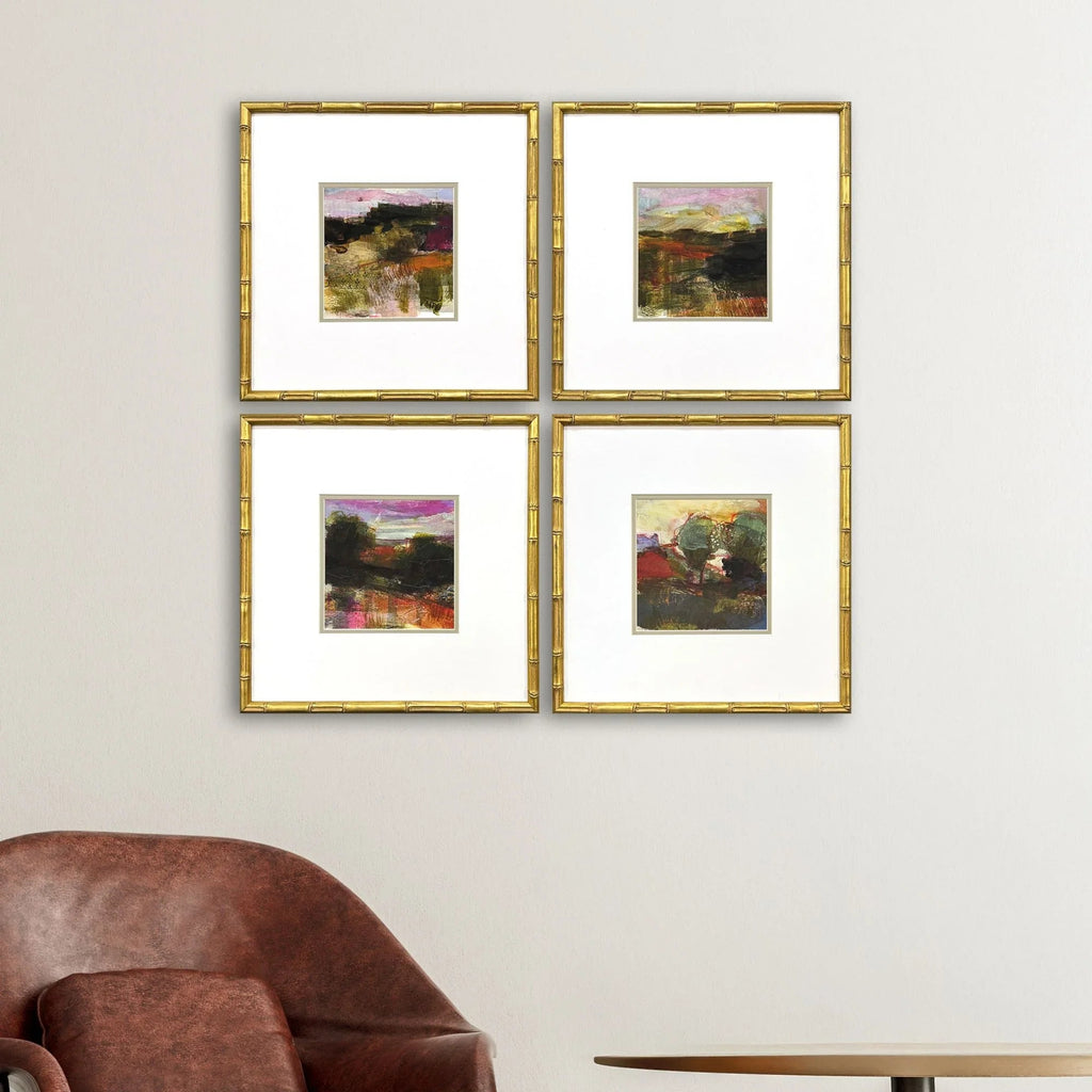 Rugged Wood Frame Green Canvas Art 4PC