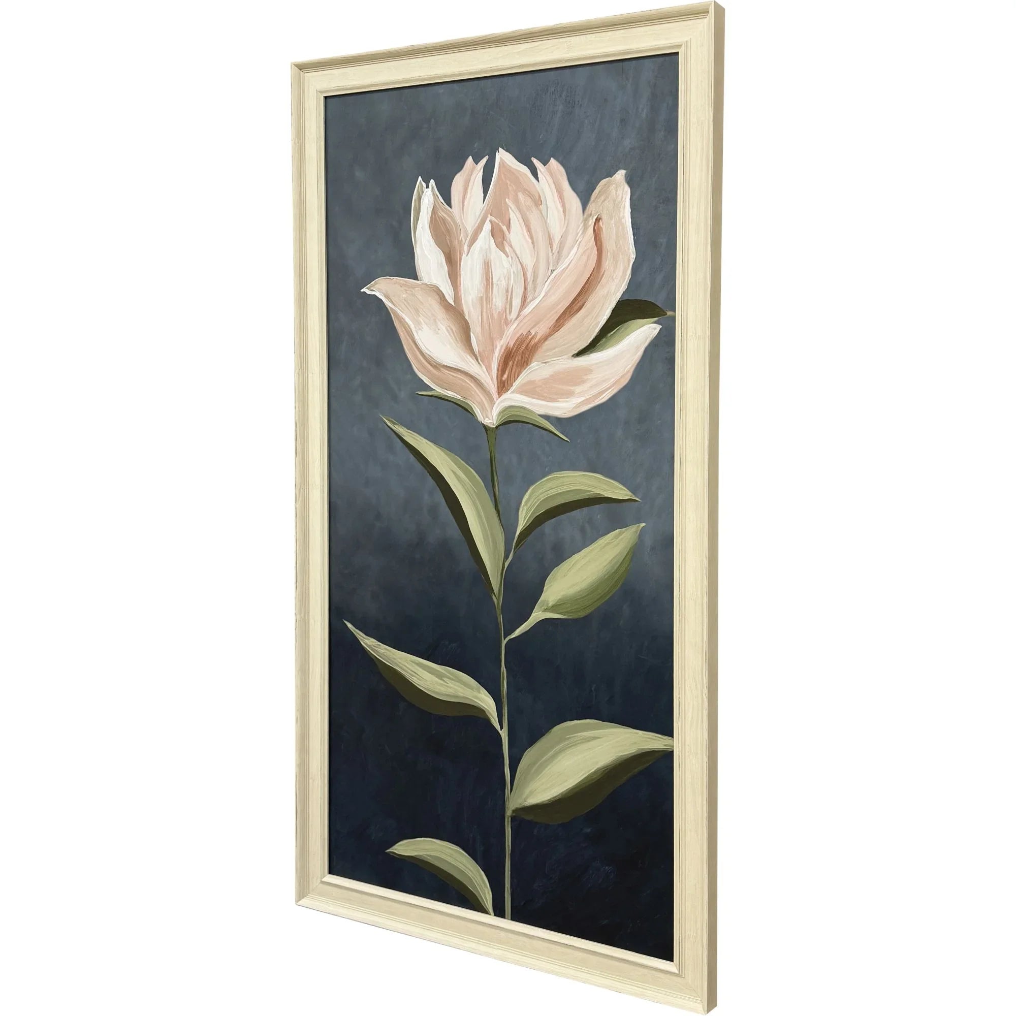 Pink Magnolia Flora Wood Frame Pink Canvas Art