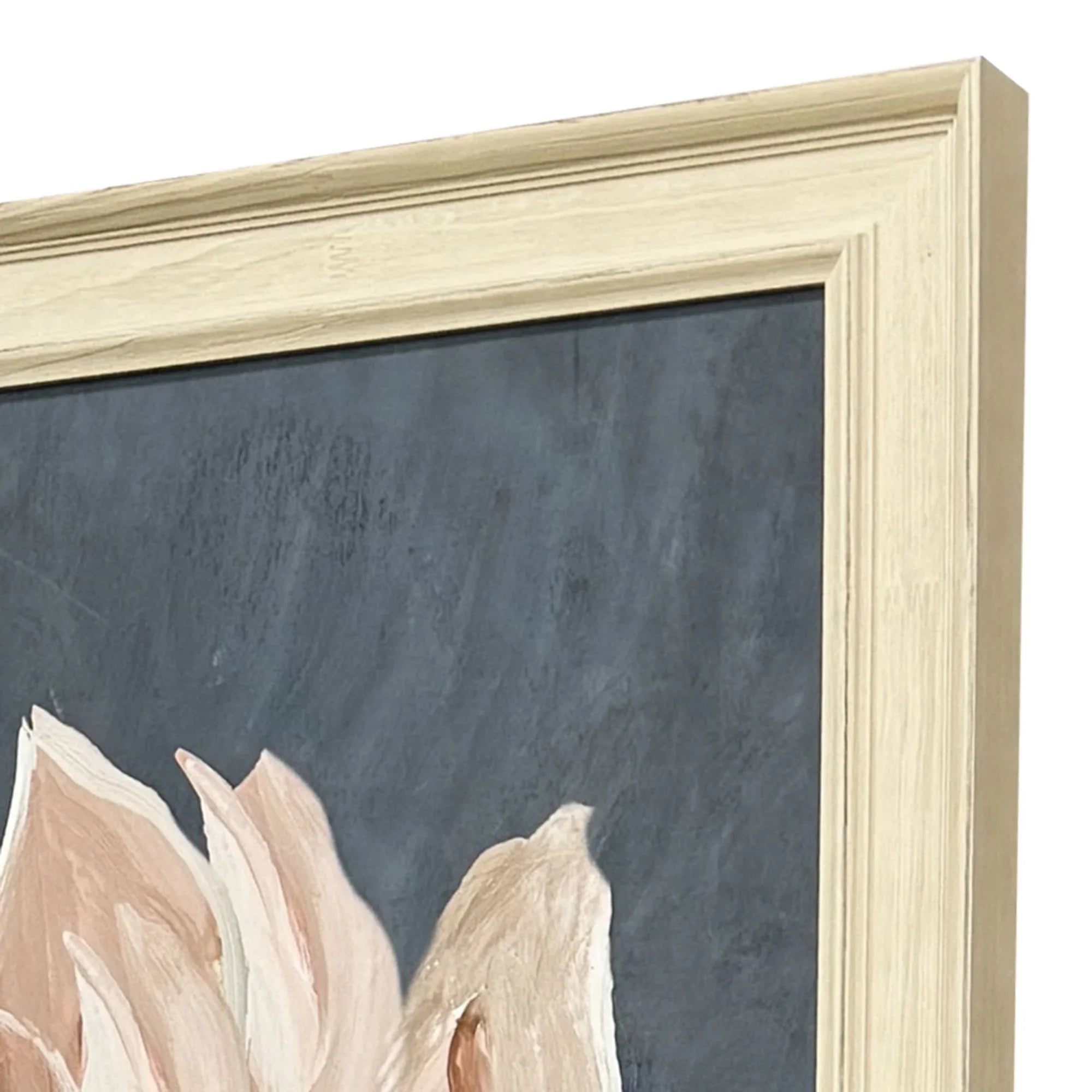 Pink Magnolia Flora Wood Frame Pink Canvas Art