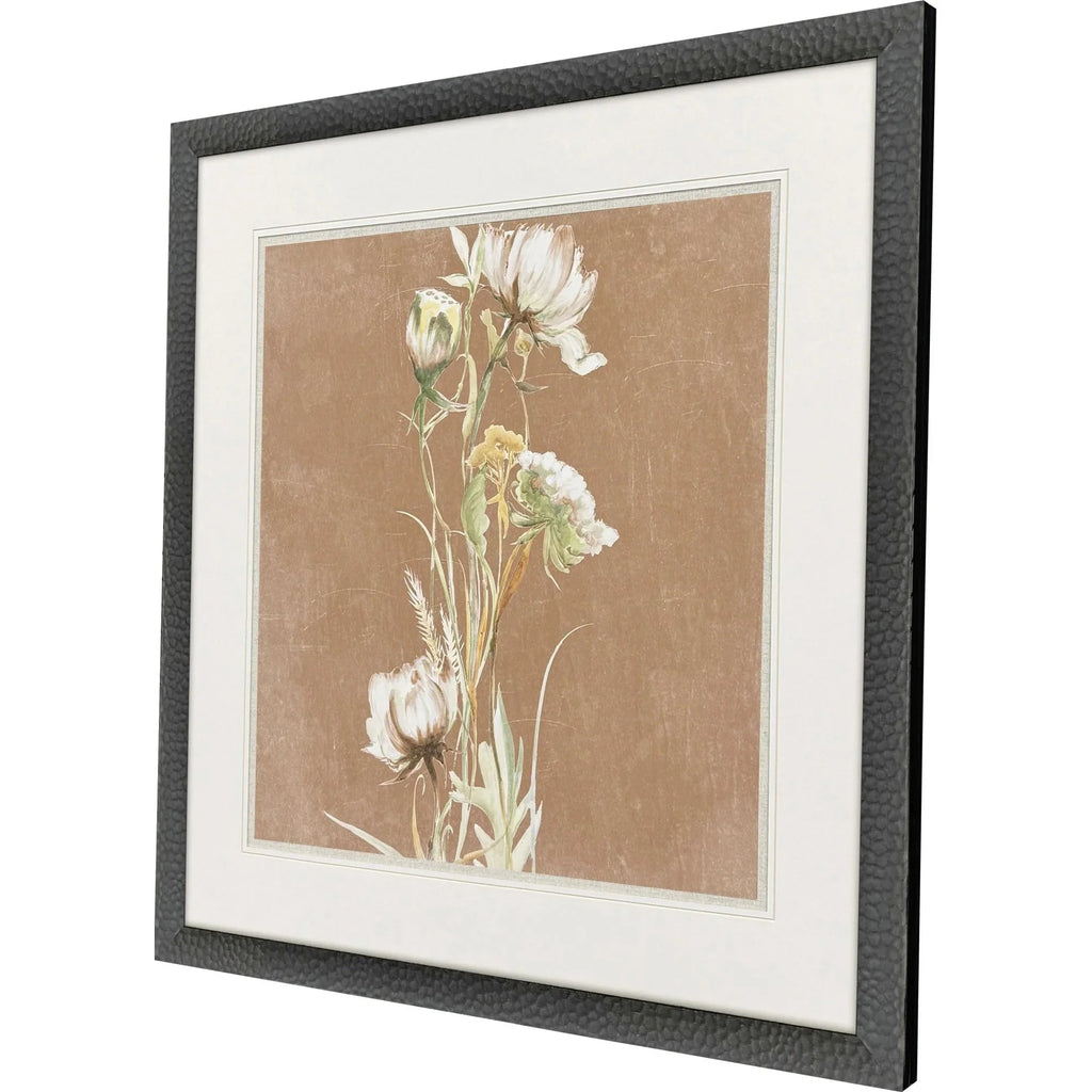 Wildflowers Wood Frame White Canvas Art