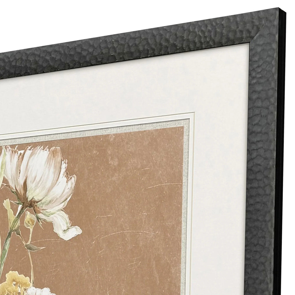 Wildflowers Wood Frame White Canvas Art