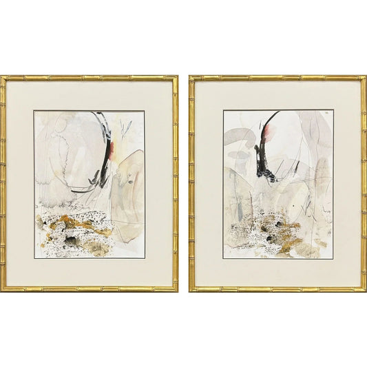 Sands and Sediments Wood Frame Gray Canvas Art 2PC