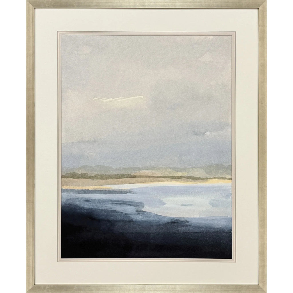 Misty I Wood Frame Blue Canvas Art