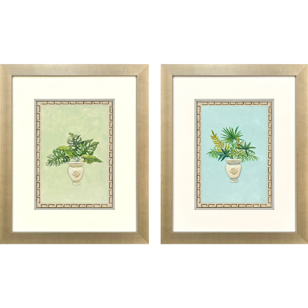 Grecian Vase Palm II Wood Frame Canvas Art 2PC