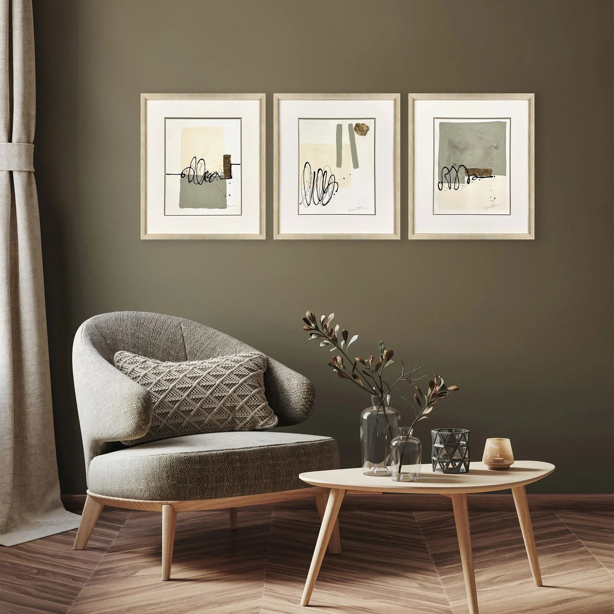 Private Property Wood Frame Green Canvas Art 3PC