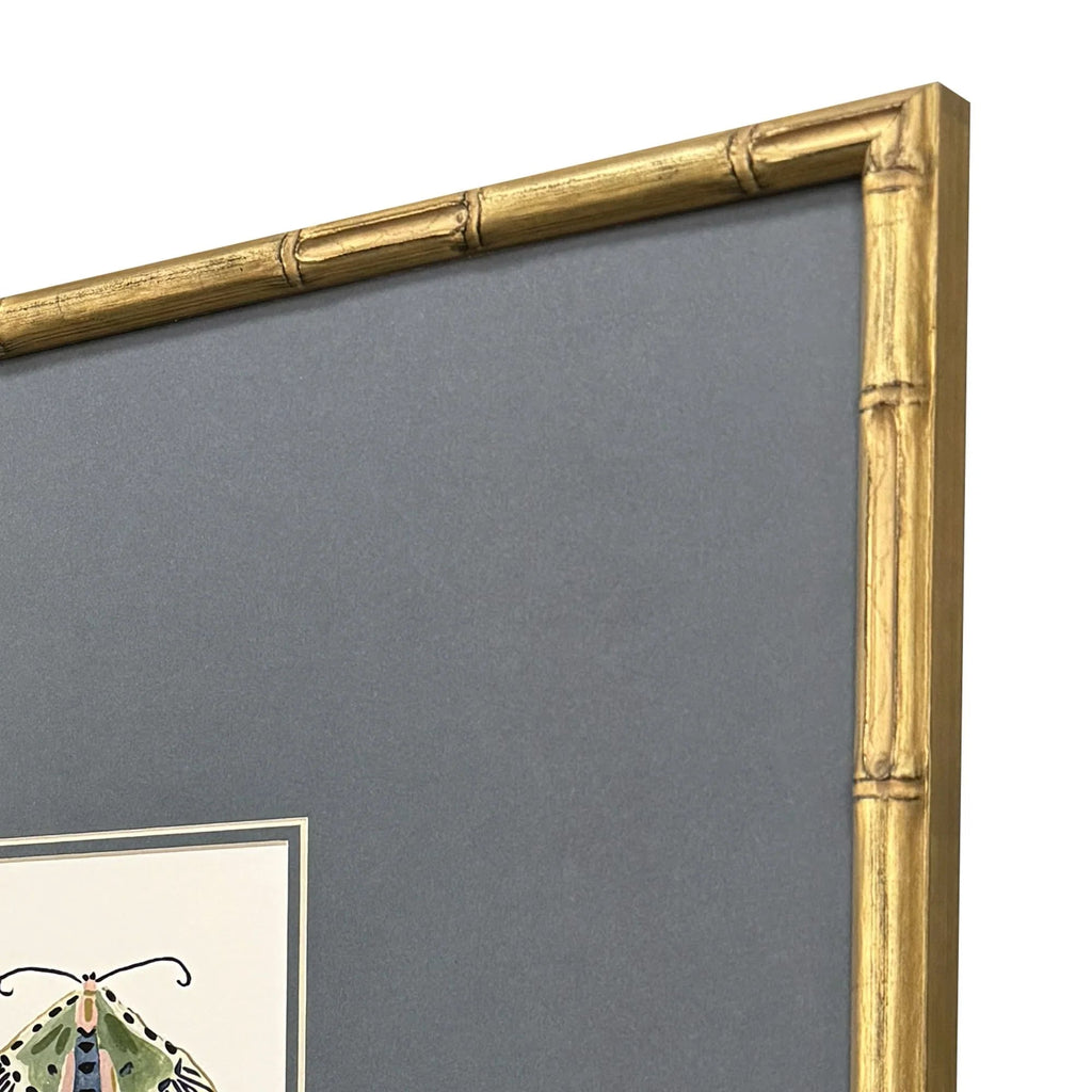 Pastel Moths Wood Frame Green Canvas Art 3PC