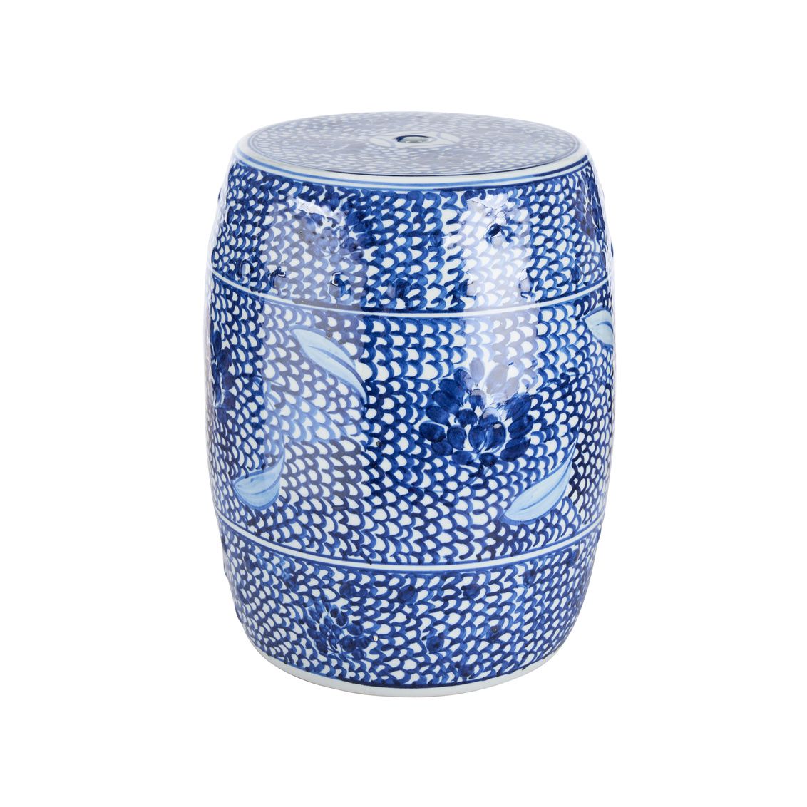 Zue Hand-Painted Blue Ceramic Outdoor Garden Stool - Heirloom Quality - view 6