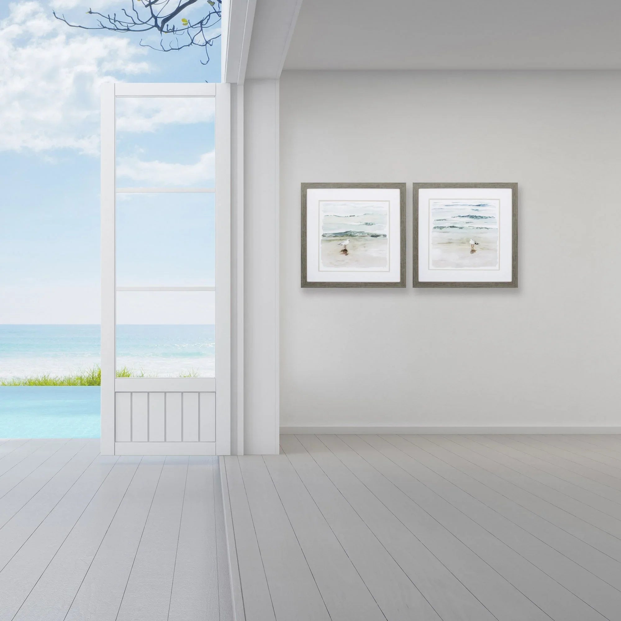 Seagull Cove Turquoise Canvas Art 2PC