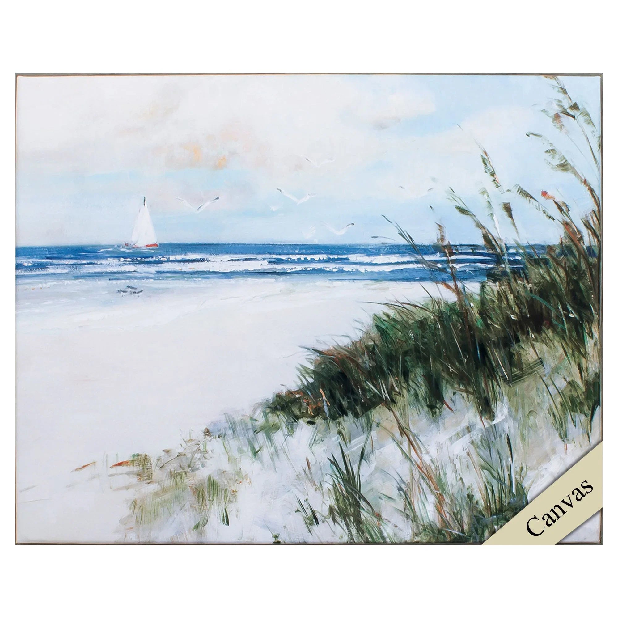 Oak Island Sunrise Blue Canvas Art