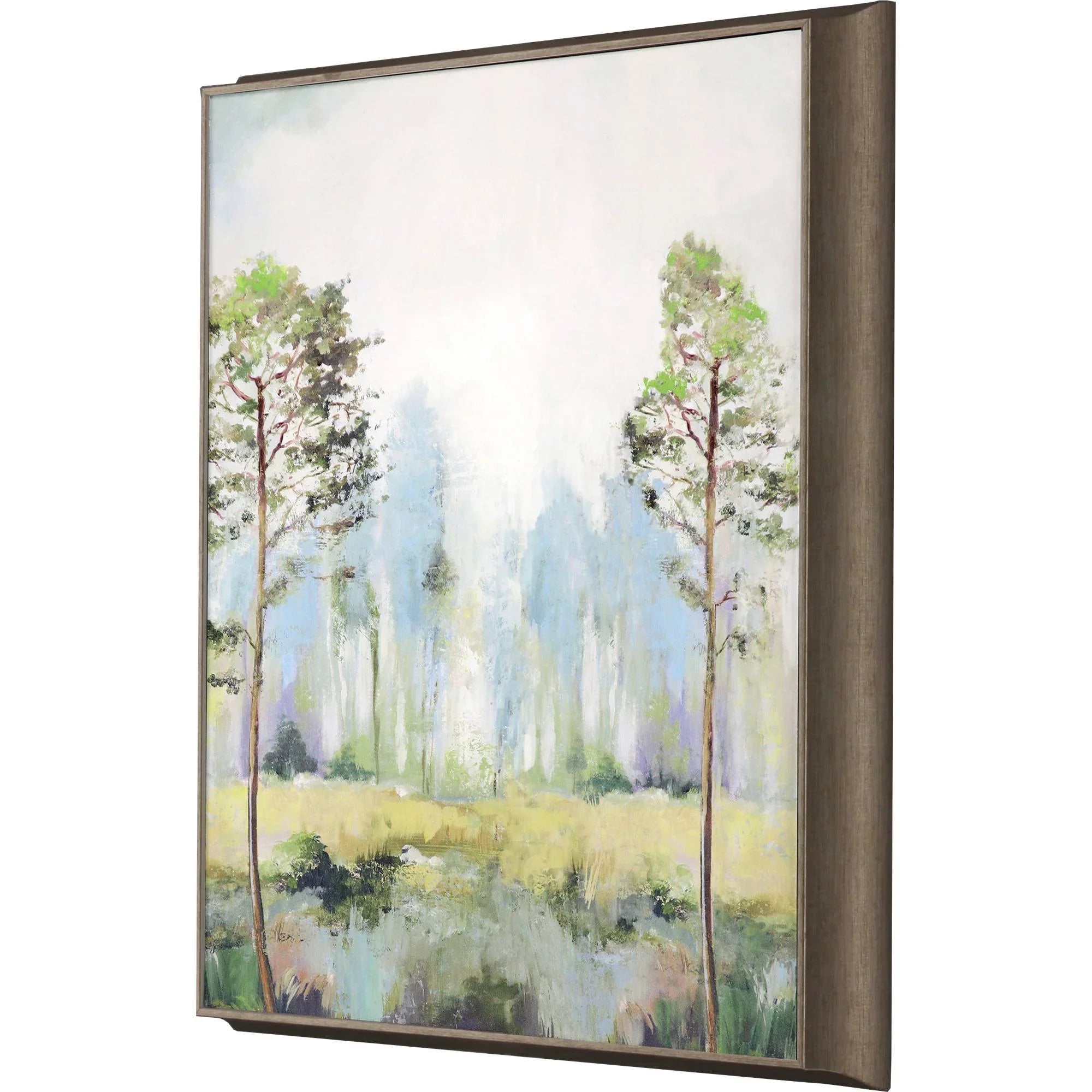 Tall Green Trees Hand Finished Canvas Art