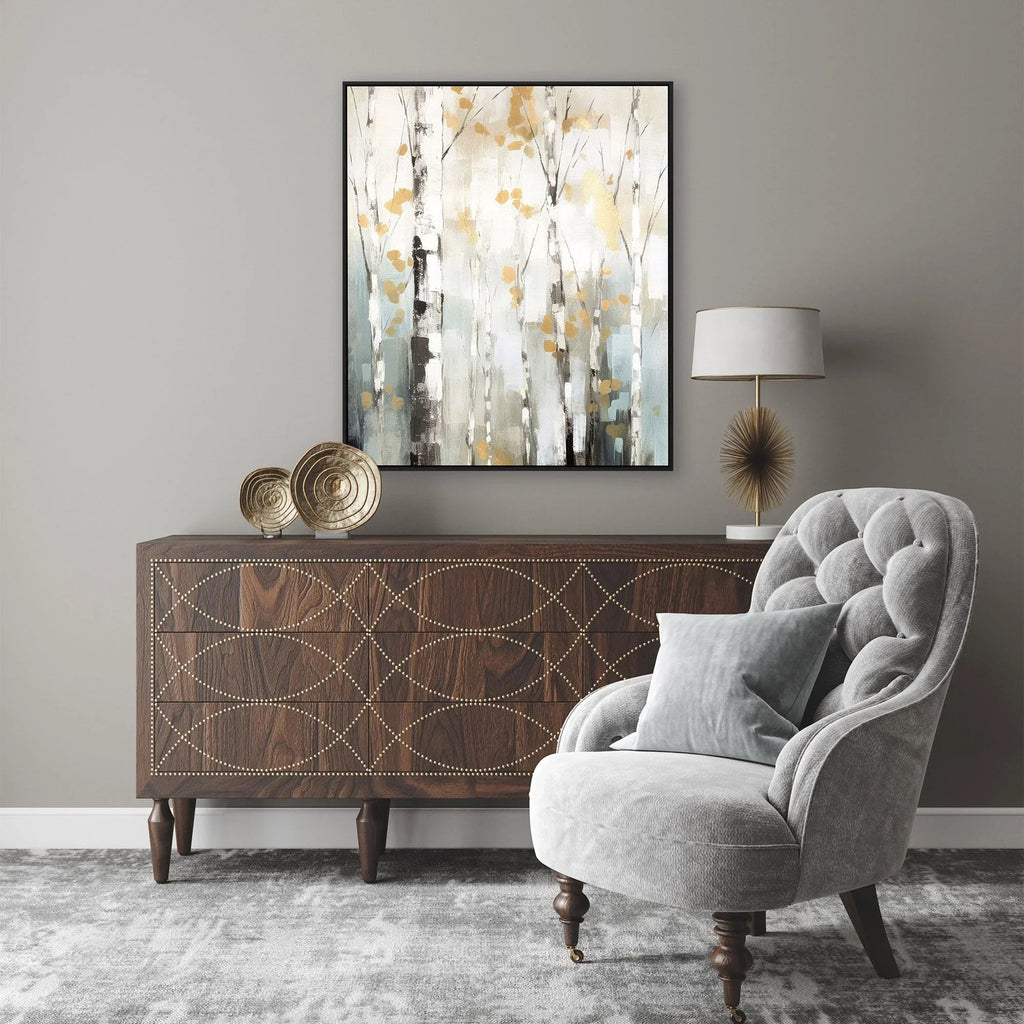 Birch Silhouette Beige Canvas Art