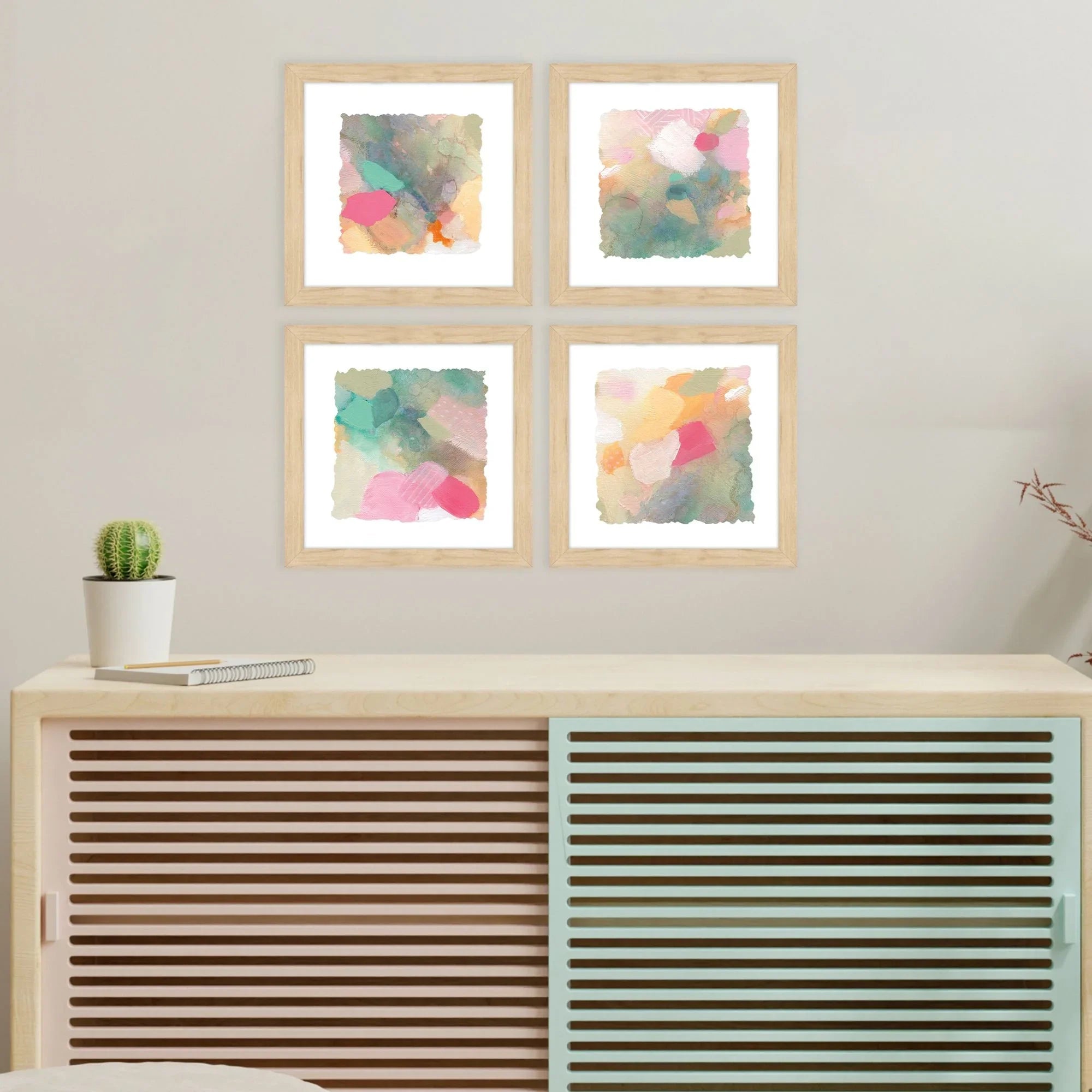 Seagrass Pastels Pink Canvas Art 4PC