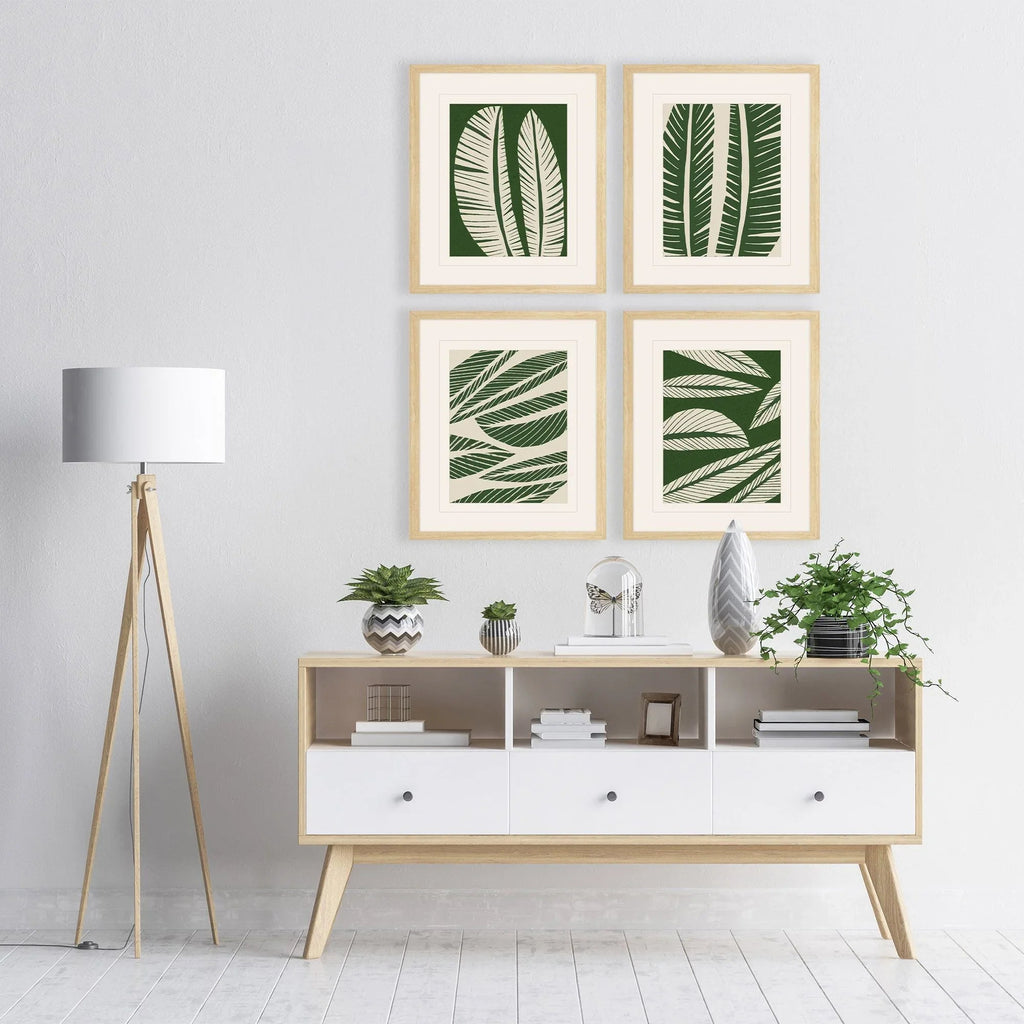 Tropical Flourish Green Canvas Art 4PC