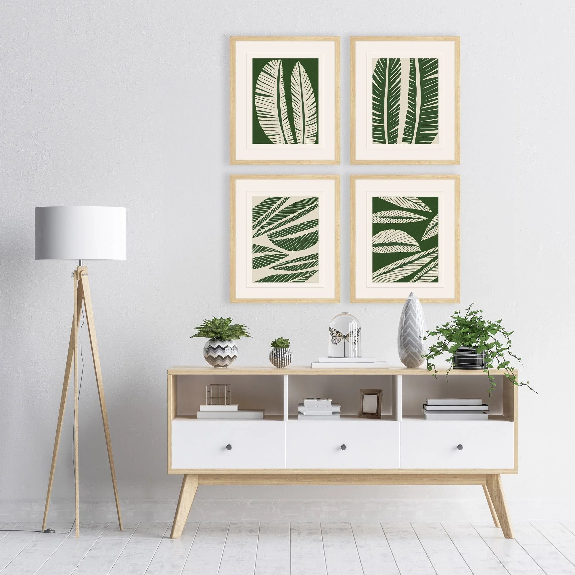 Tropical Flourish Green Canvas Art 4PC