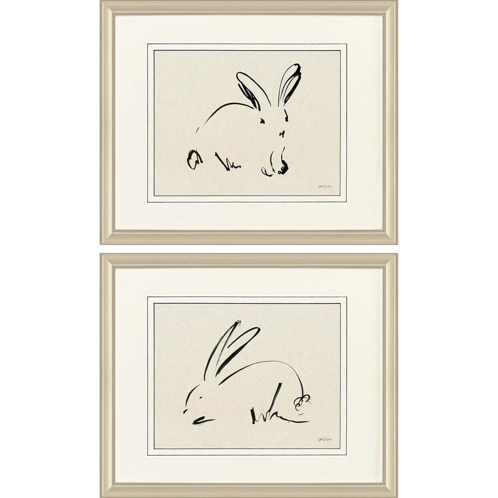 Illustrative Bunny Beige Canvas Art 2PC