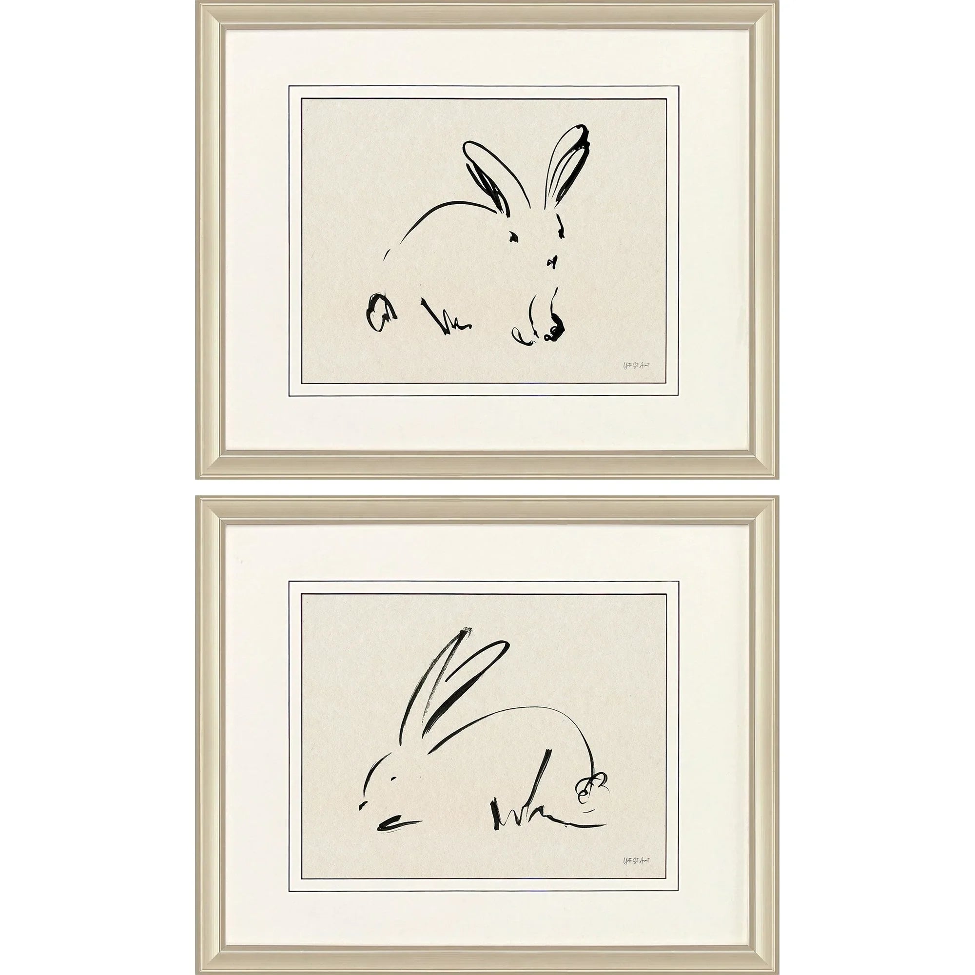 Illustrative Bunny Beige Canvas Art 2PC