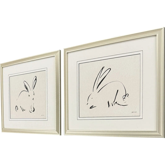 Illustrative Bunny Beige Canvas Art 2PC