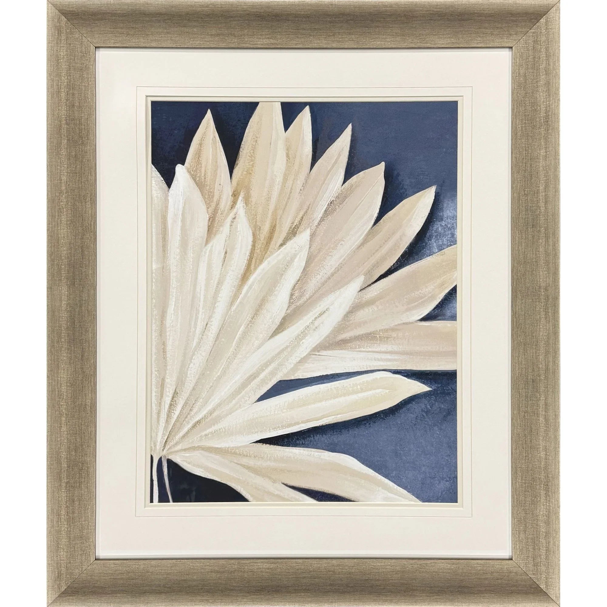 Blue Dry Palms Glass Front Canvas Art