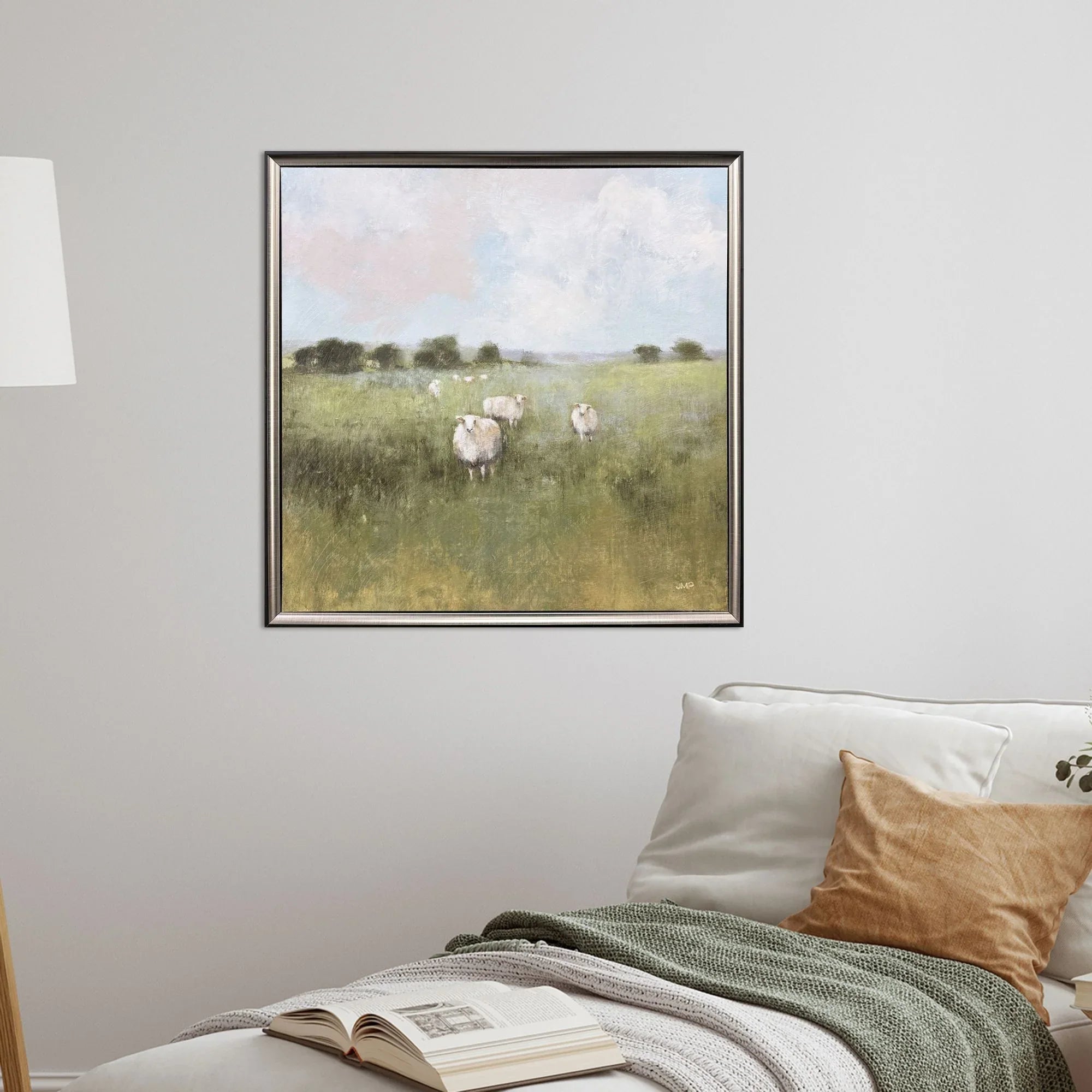 Pasture Hand Finished Green Canvas Art