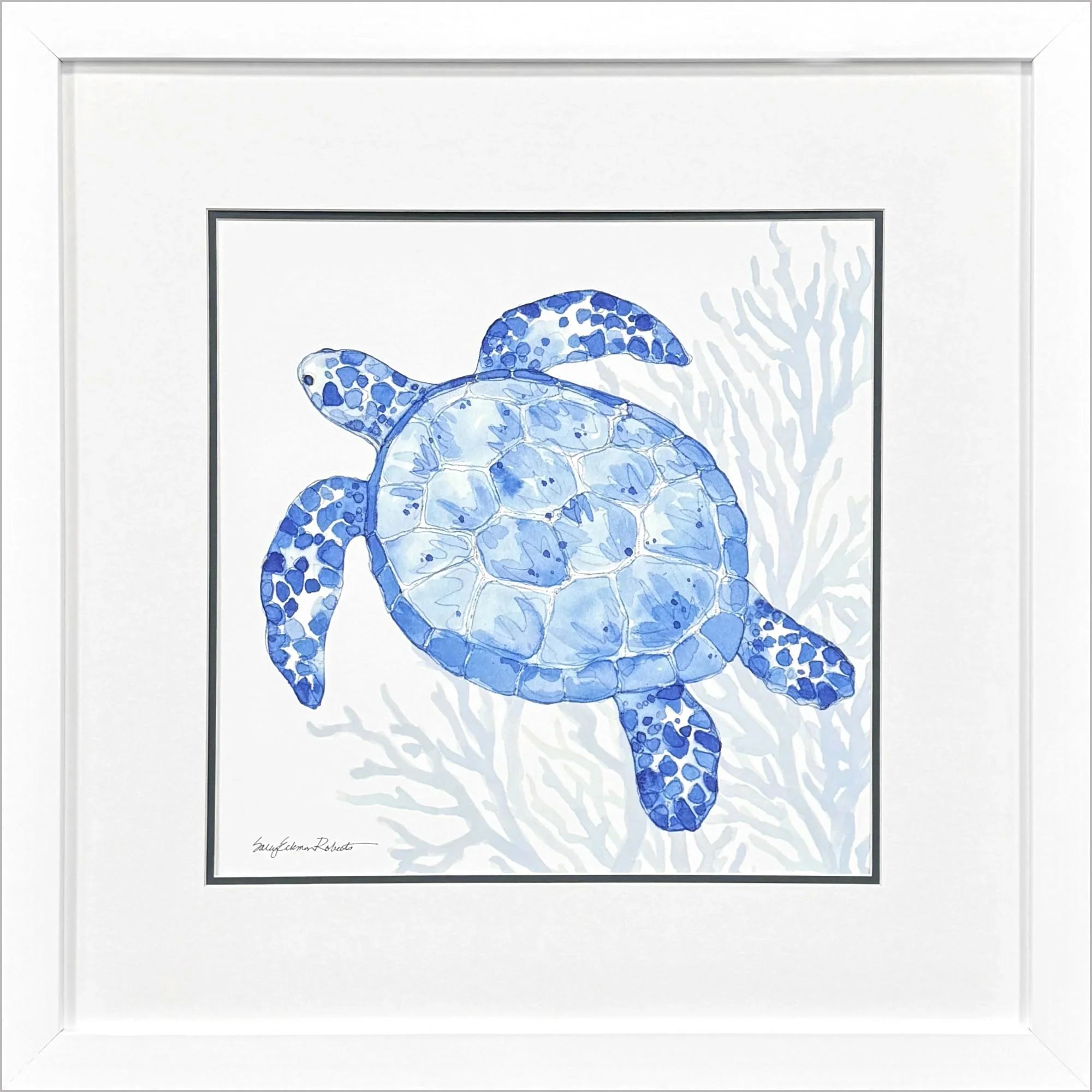 Indigo Ocean Glass Front Blue Canvas Art